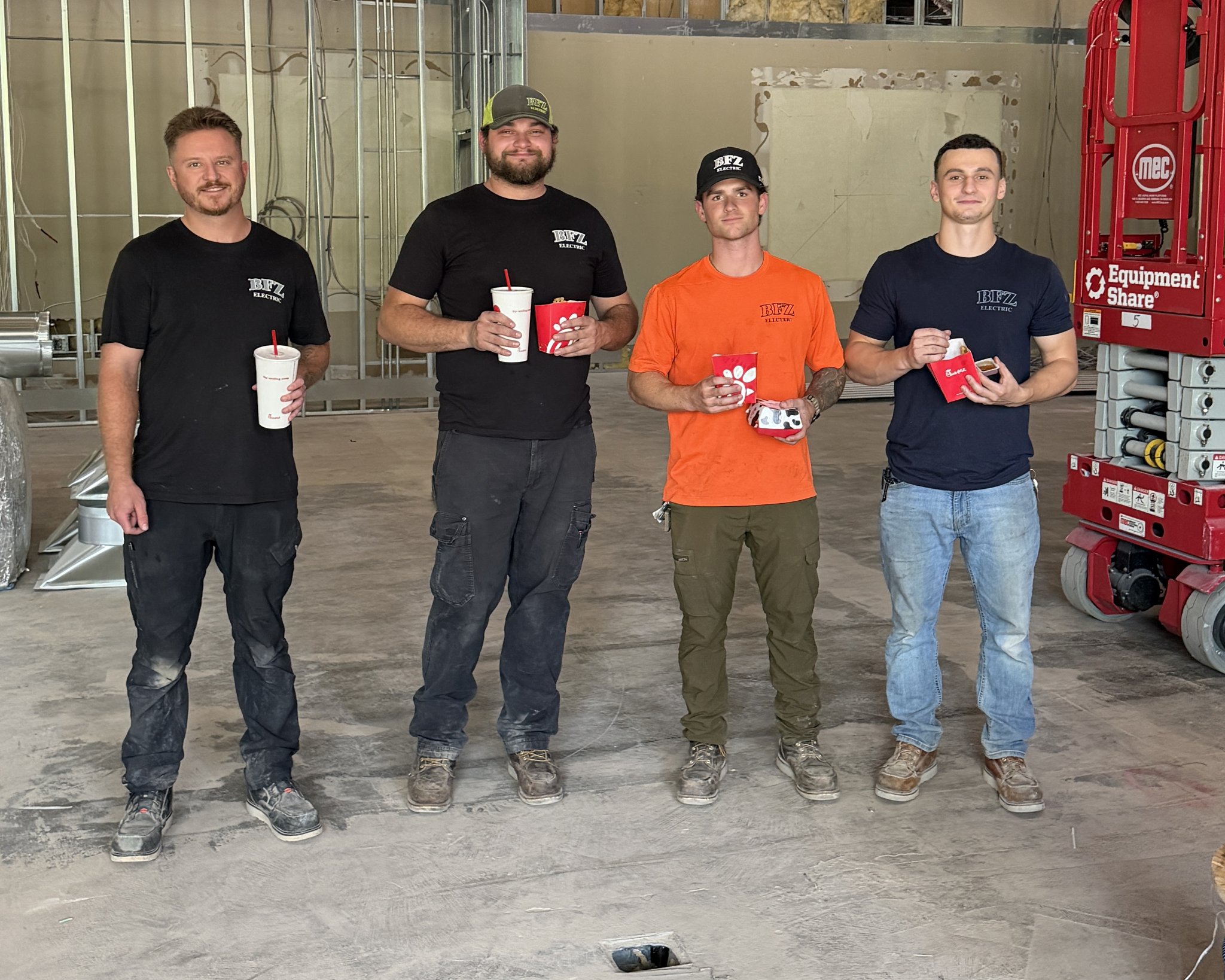 BFZ Electric electricians on a commercial jobsite