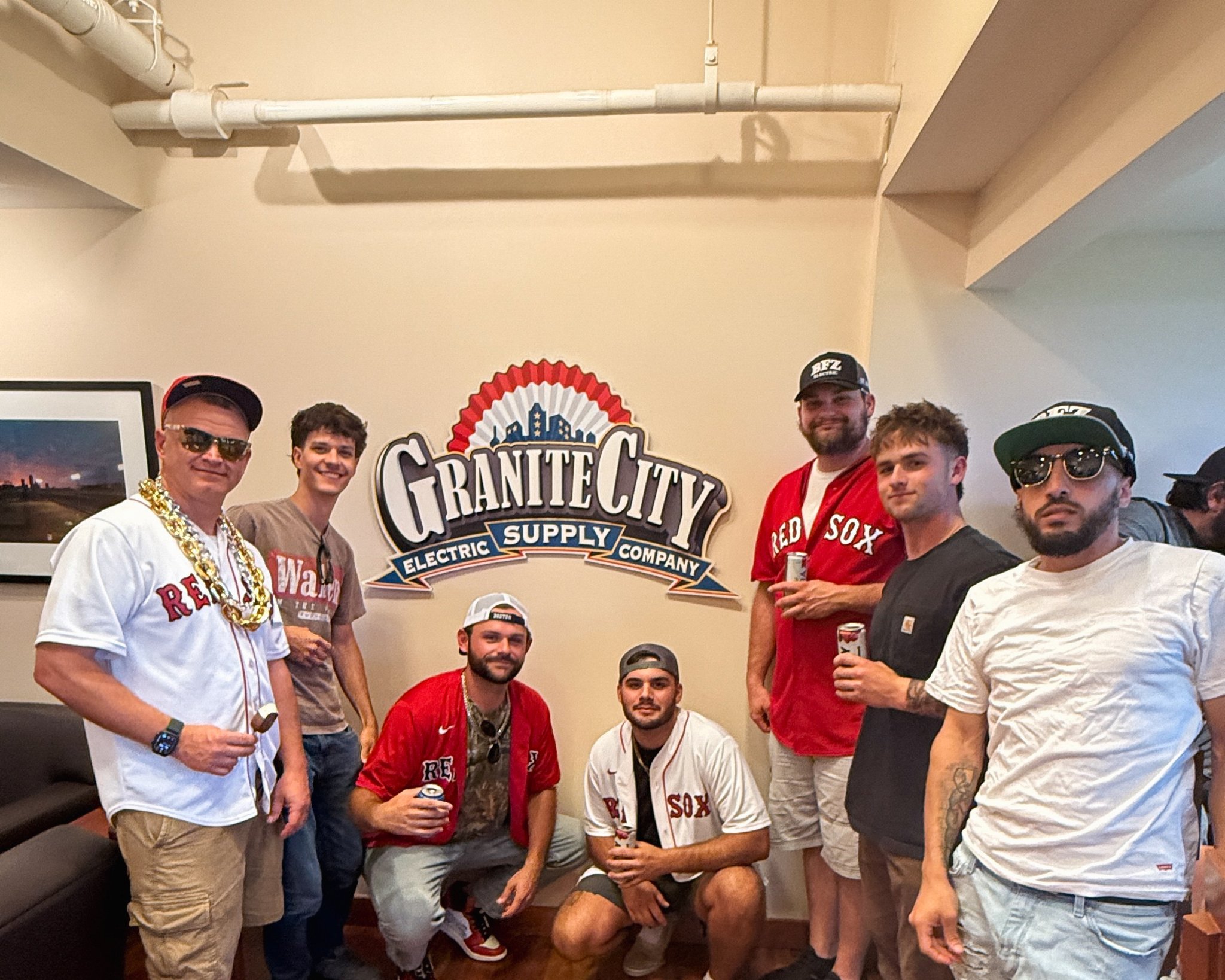 BFZ Electric team at a Red Sox game in the Granite City Electric Supply suite
